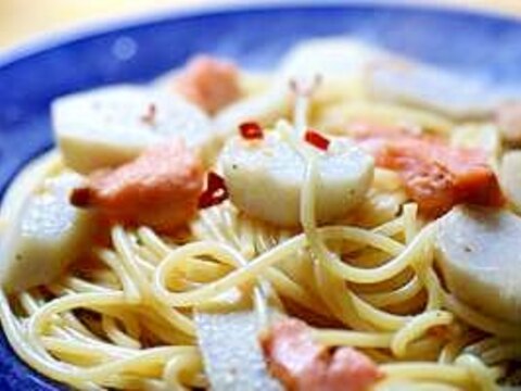 里芋と鮭のペペロンチーノ